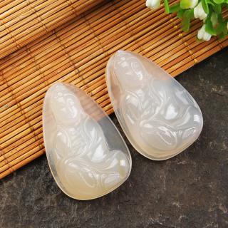缅甸翡翠马来a货和田玉玉坠 顶级玉髓观音头像 吊坠项坠】